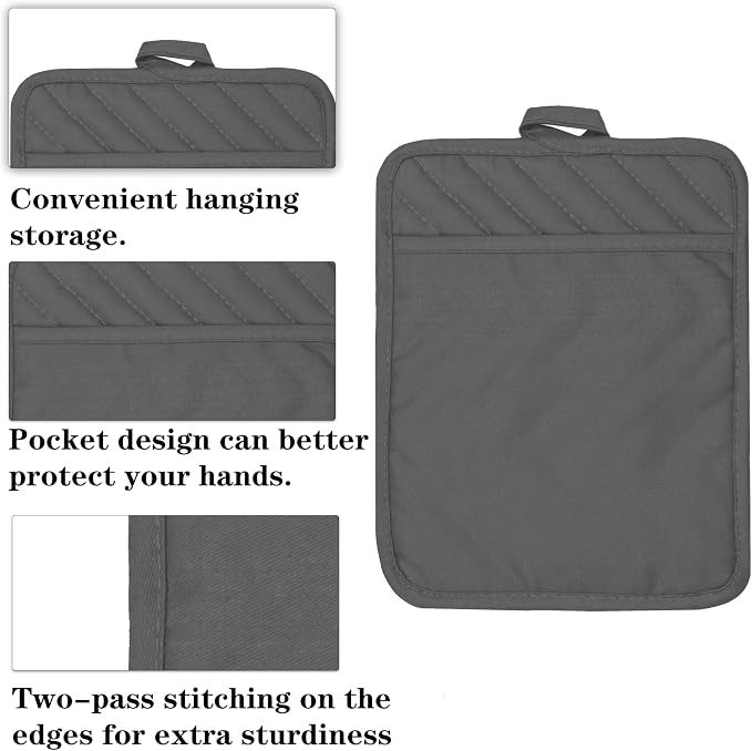 Oven Pot Holder with Pocket Cotton Heat Resistant Coaster Potholder Kitchen Hot - Image 3