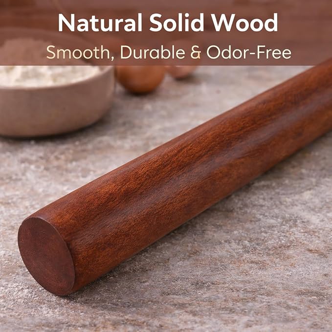 16.5 Inch French Rolling Pin, Wooden Dough Roller - Image 5