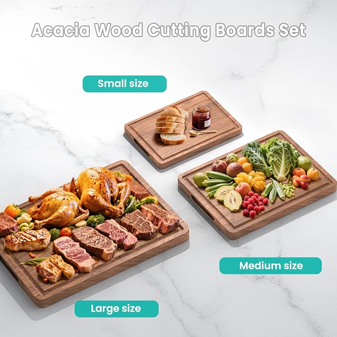 Acacia Wood Cutting Boards Set - Image 2