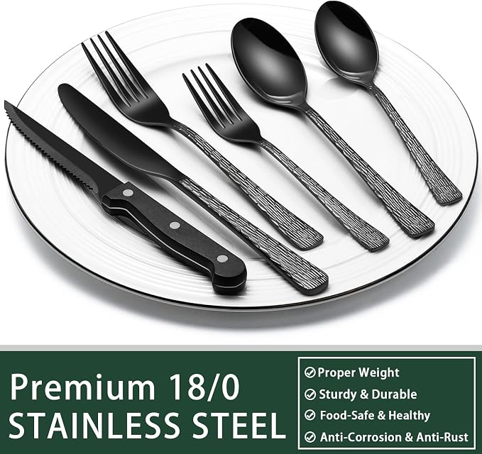 EWFEN 24-Piece Black Silverware Set - Image 5