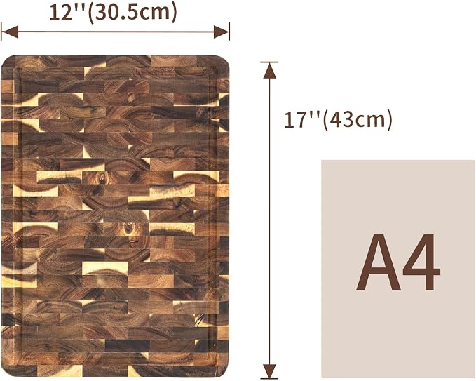 Utoplike Acacia Cutting Board 17 x 12 IN, Wood End Grain Chopping Board - Image 4
