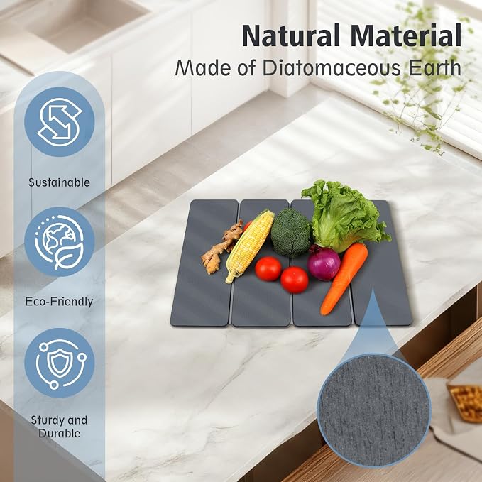 Large Stone Drying Mats for Kitchen Counter, Quick Dry Stone Dish Drying Mat - Image 3