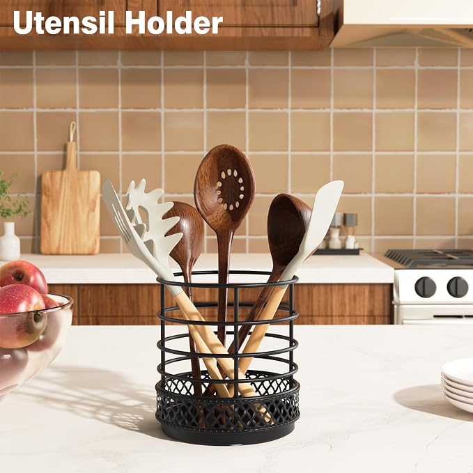 Metal Kitchen Utensil Holder for Kitchen Counter-5.43 x 5.98 inch, Fork & Knife - Image 5