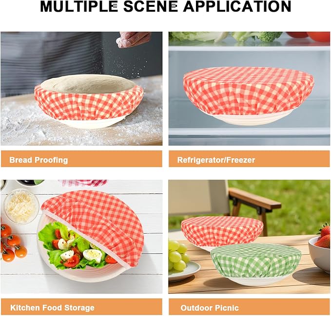 Reusable Bowl Covers for Bread Proofing（2 Large）- Cotton Beeswax Bowl Covers - Image 5
