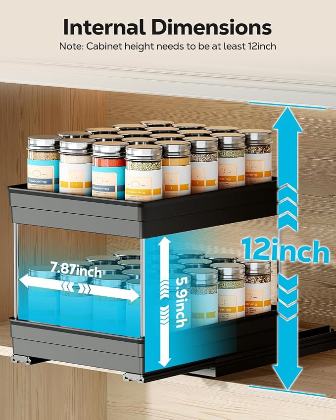 Nieifi Spice Organization for Cabinet-Vertical Spice Rack Pull Out-Spice Rack - Image 3