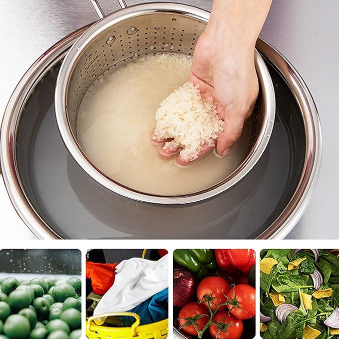 Stainless Steel Perforated Metal Colander Strainer - Image 6