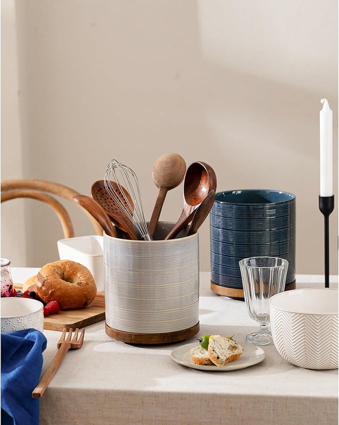 Utensil Holder, 360° Rotating Extra Large Ceramic Kitchen Utensil Holder - Image 5