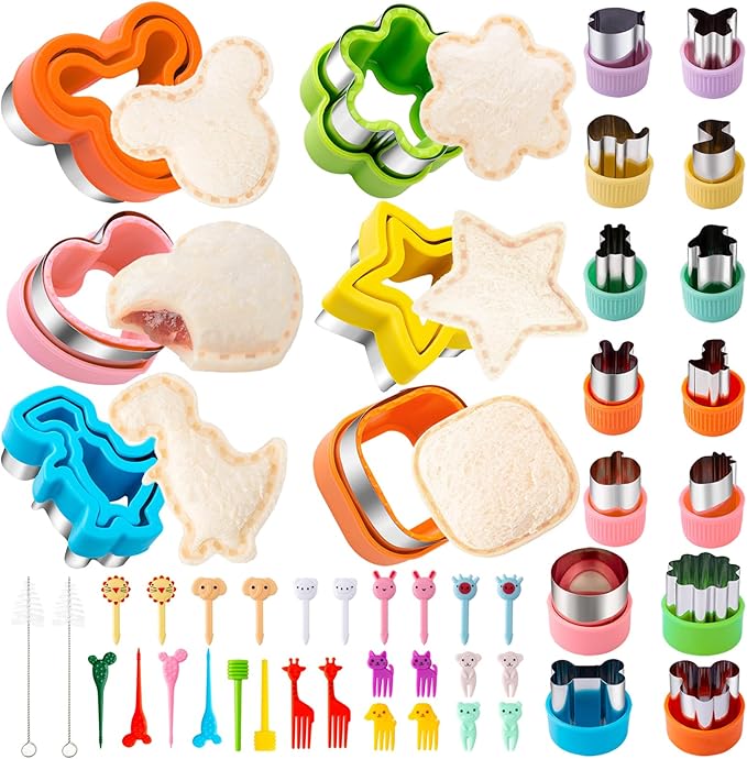 Sandwich Cutter for Kids Lunch 48 Pcs, Nifogo Sandwich Maker, Cookie Cutters by Nifogo