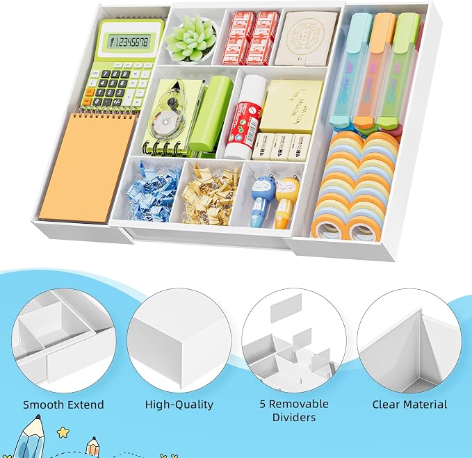 Marbrasse Expandable Desk Drawer Organizer, Desk Organizers and Accessories - Image 7