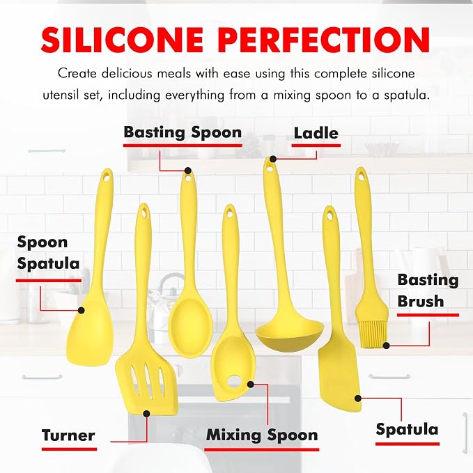 Chef Craft Premium Silicone Kitchen Tool and Utensil Set, 7 Piece - Image 4
