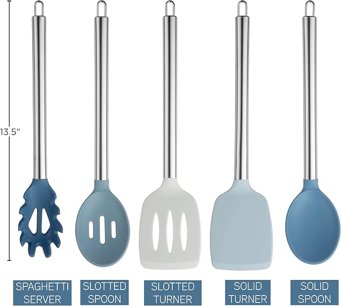 COOK WITH COLOR Silicone Cooking Utensils, Kitchen Utensil Set, Cooking Utensils - Image 4
