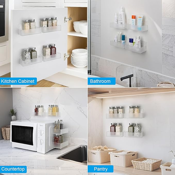 6 inch Spice Rack Wall Mounted, 4 Pack Spice Organizer Shelf - Image 6