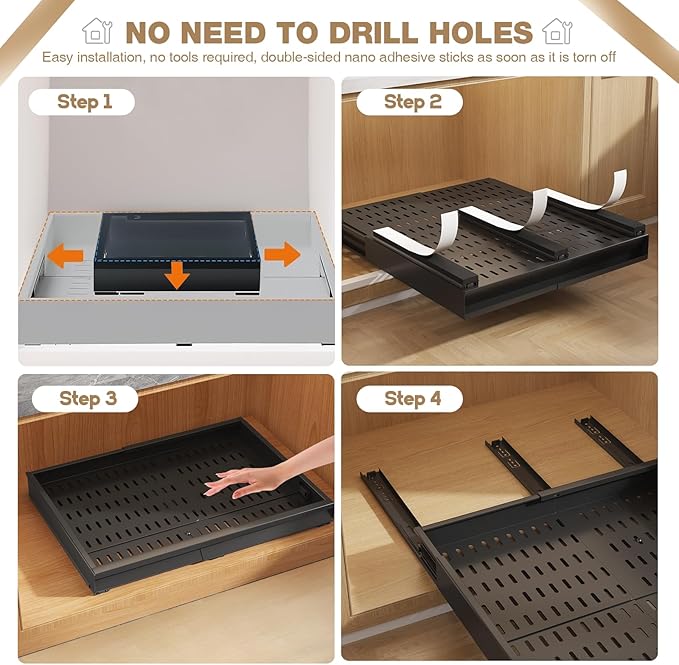 Seinloes 4 Pack Pull Out Cabinet Organizer - Image 8