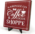 Kringle Coffee & Cocoa Shoppe Sign – 5.9 x 5.9 Inch Wooden Christmas Decor by DMADNF