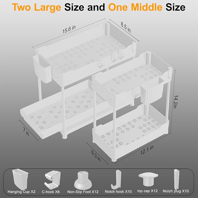 Sevenblue 3 Pack Under Sink Organizers, 2-Tier Multi-Use Kitchen and Bathroom - Image 2