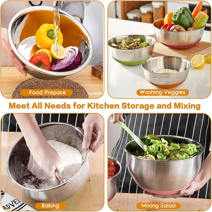 CHAREADA Mixing Bowls with Airtight Lids, Size 4.5, 0.7 qt, Fit - Image 6