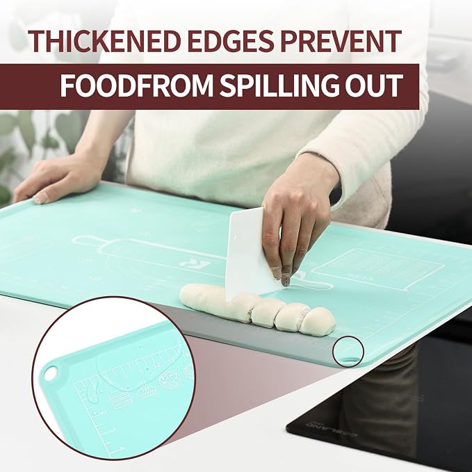 Silicone Baking Mat 20"L x 28"W, Extra Thick Dough Rolling Pad - Image 4
