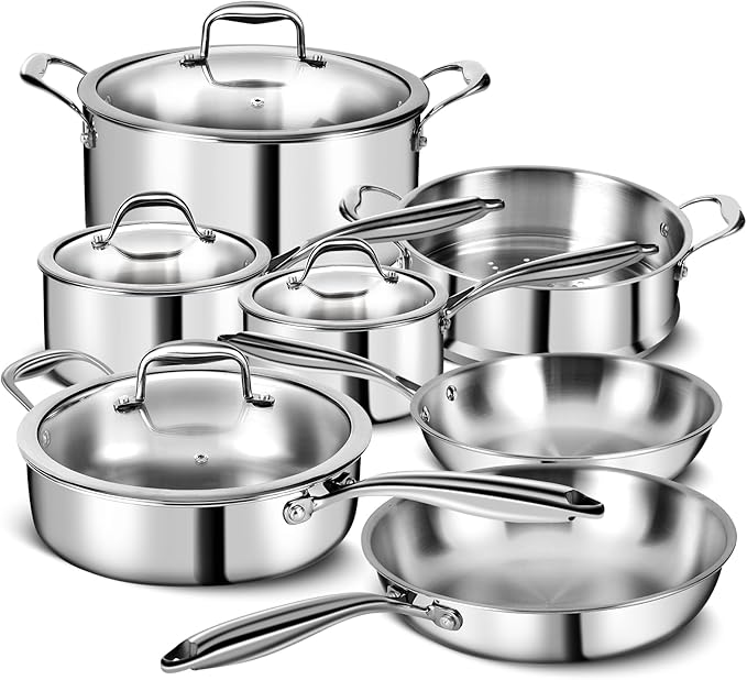 3 Ply Stainless Steel 11-Piece Cookware Set by EWFEN