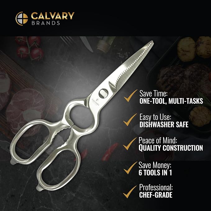 Kitchen Scissors for Food | Professional Chef Endorsed | Kitchen Shears Heavy - Image 2