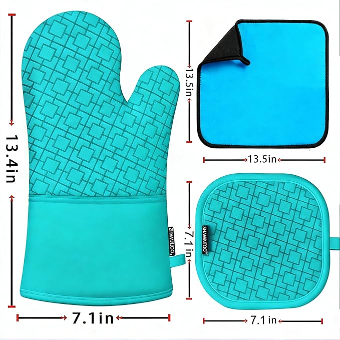 Oven Mitts and Pot Holders Sets 6pcs, Kitchen Oven Glove, High Heat Resistant - Image 2