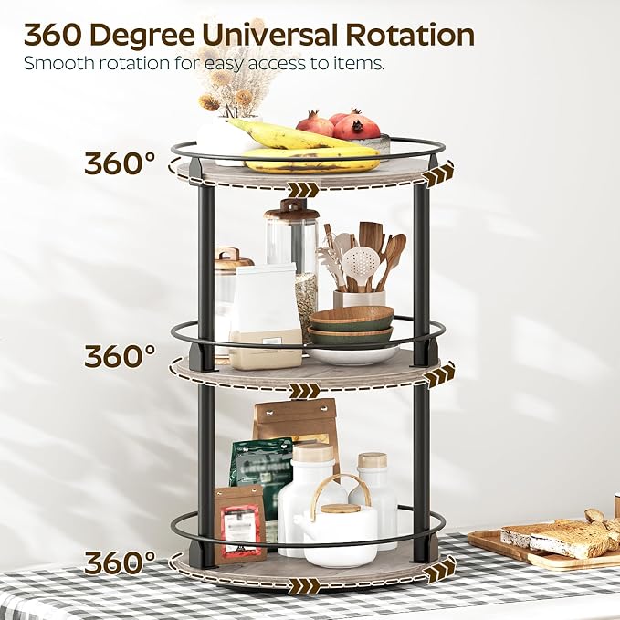 YATINEY 3-Tier Lazy Susan Organizer, Rotating Spice Rack, Spinning Organizer - Image 2