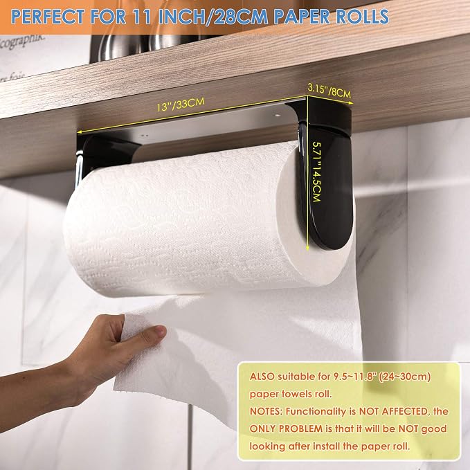 simpletome ONE Hand Tear Paper Towel Holder Under Cabinet Adhesive or Drilling - Image 4