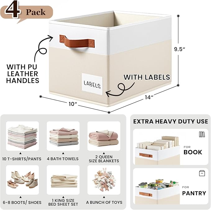4 Pack Large Closet Storage Baskets - Image 2