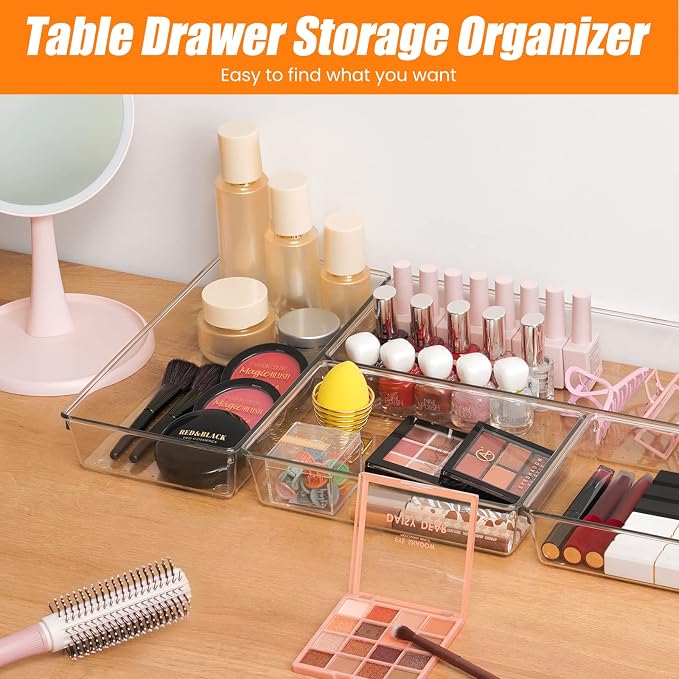 12 Pack Clear Plastic Drawer Organizer Set, Acrylic Non Slip Non Cracking - Image 7