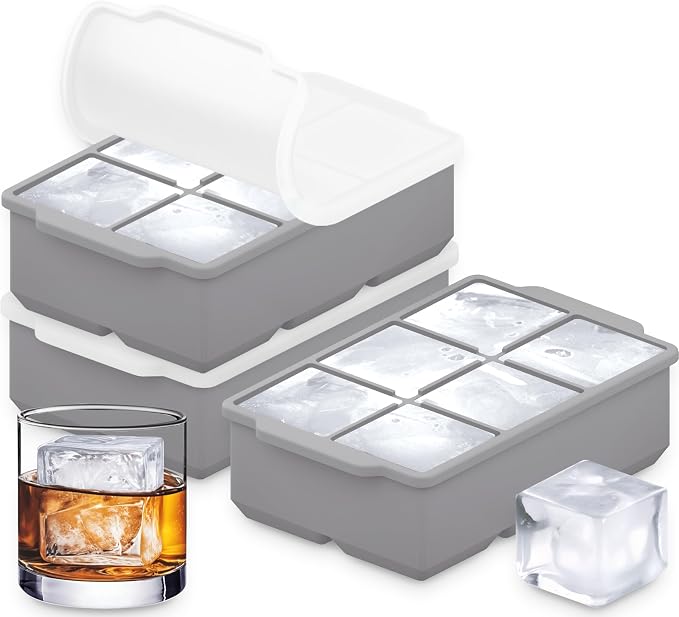 KitchFort Large Silicone Ice Cube Tray, Easy Release 2" Big Ice Cubes by KitchFort