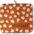 Hello Fall Drying Mat for Kitchen Counter Autumn Orange Pumpkin Dry Dish Mat by Kwlegh