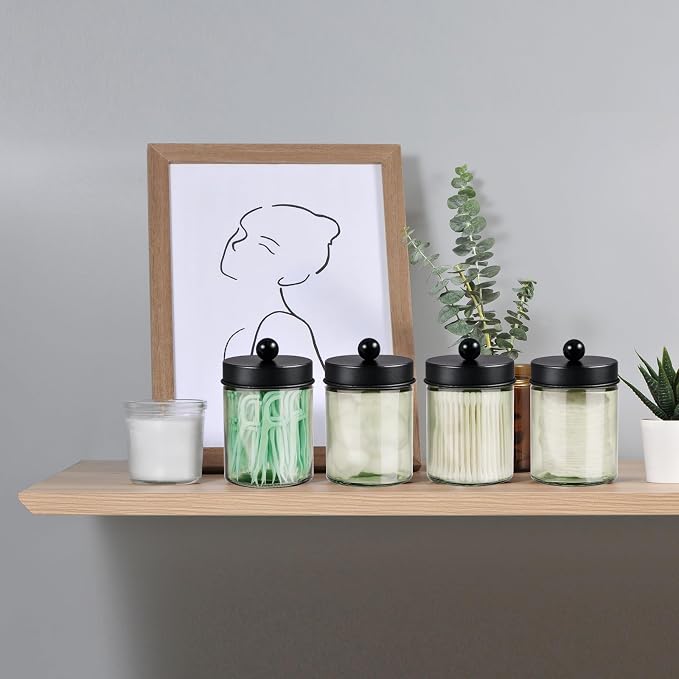 3 Pack Apothecary Jar Canisters Bathroom Vanity Organizer - Image 5