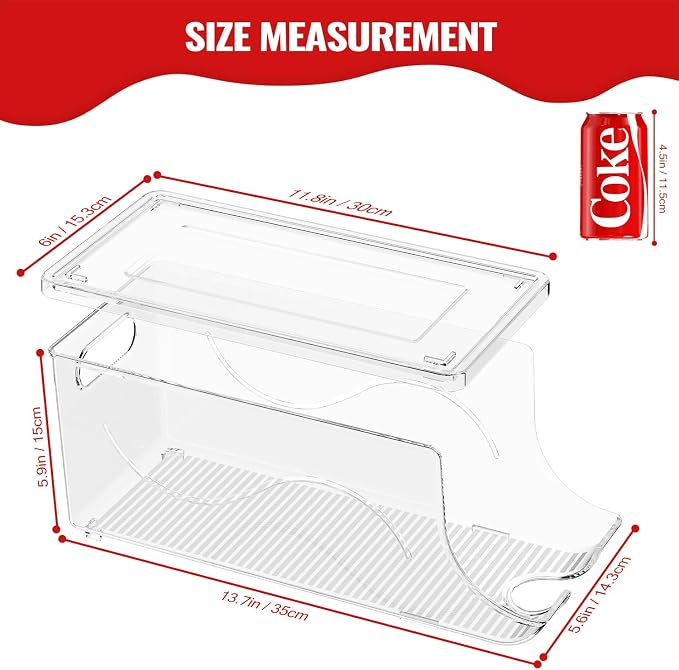 SCAVATA 2 Pack Stackable Refrigerator Organizer, Soda Can Dispenser Pop Cans - Image 4