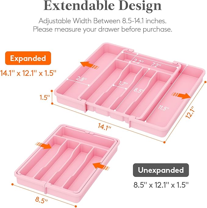 Lifewit Silverware Drawer Organizer, Expandable Utensil Tray - Image 2