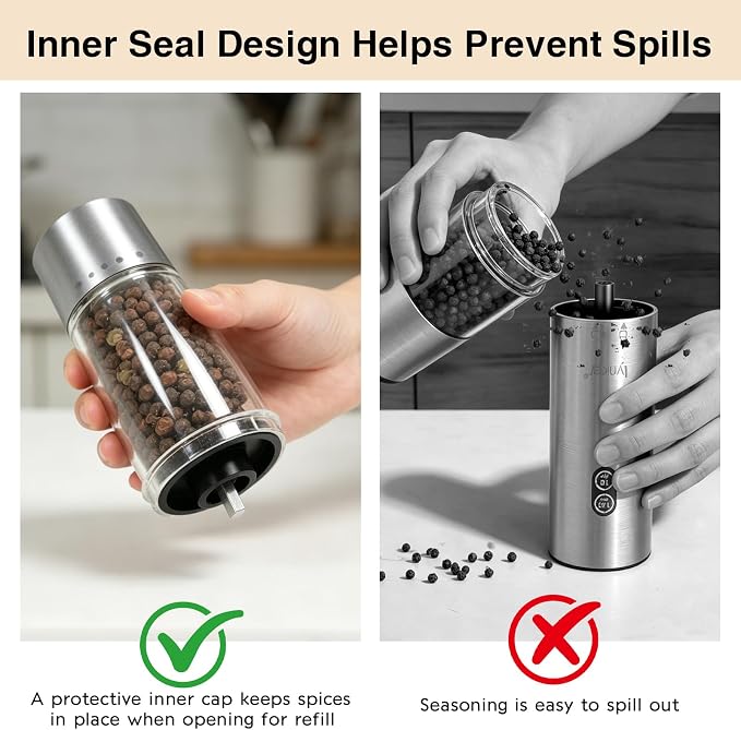 StarOcean Electric Salt and Pepper Grinder Set, Automatic Gravity Grinder - Image 5