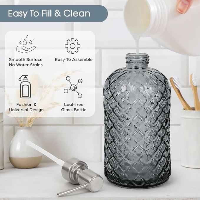 Gem-Patterned Glass Soap Dispenser - Image 2