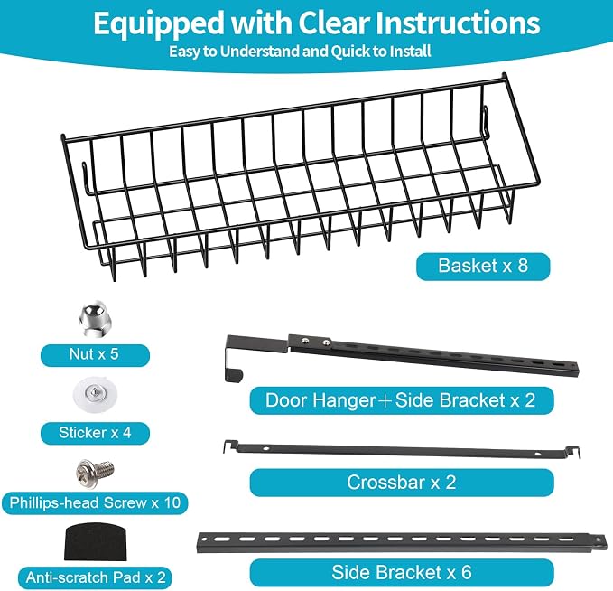 ElegantArray 8-Tier Pantry Door Oragnizer, Over The Door Pantry Organizer Rack - Image 8