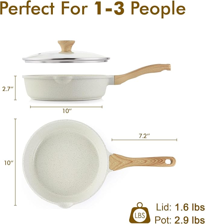 SENSARTE Nonstick Ceramic Saute Pan 10 Inch/3.5QT, Non-toxic Deep Frying Pan - Image 6