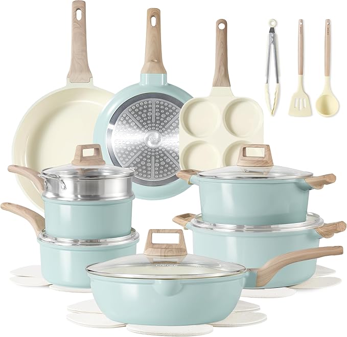 CAROTE 21-Piece Ceramic Pots and Pans Cookware Set, Non Stick Induction Cook by CAROTE