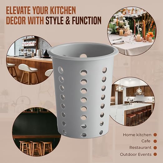 OCS Parts Perforated Utensil Drying Cups | Gray | Set of 3 | Plastic Flatware - Image 6