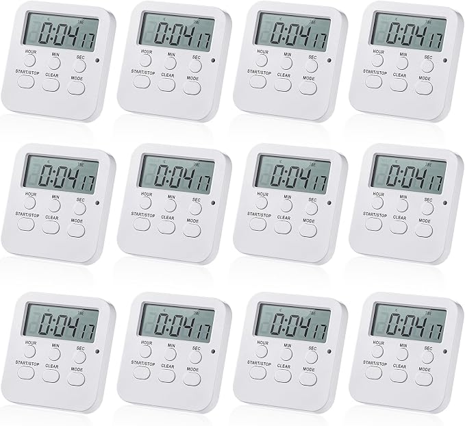 Weewooday 12 Pcs Digital Kitchen Magnetic Timer Bulk Classroom Count up by Weewooday