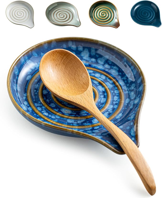 LAUCHUH Spoon Rest for Stove Top, 5” Ceramic Spoon Holder Cooking Utensil by LAUCHUH
