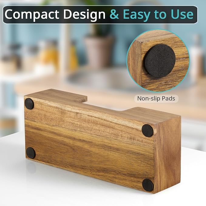 Paper Towel Dispenser Countertop, Acacia Wood Bathroom Paper Towel Holder - Image 4