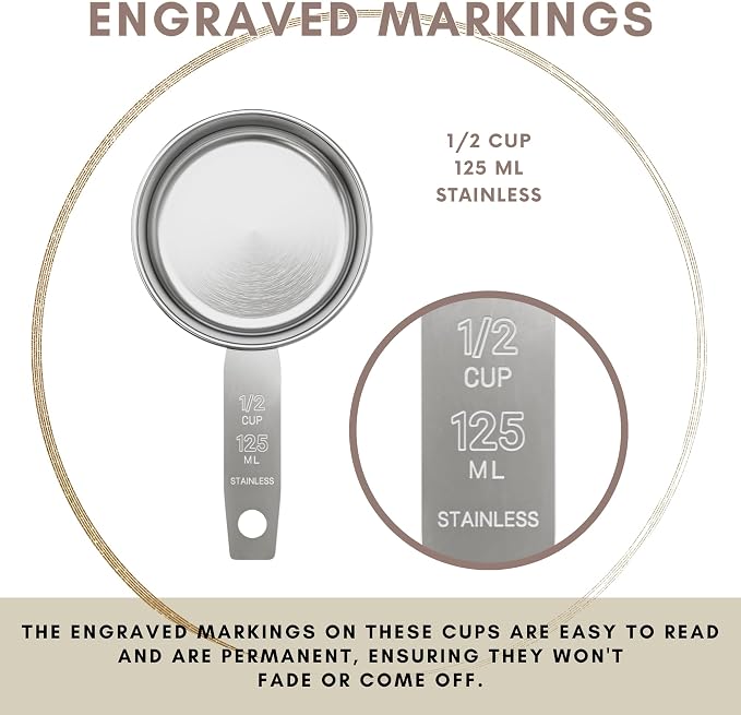 1/2 Cup Stainless Steel Measuring Cup | Sturdy Metal 125 ml | 125 cc | 4 oz | - Image 5