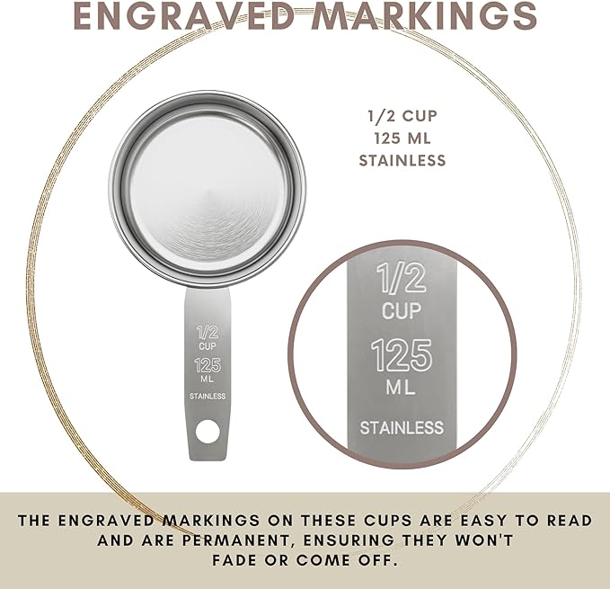 1/2 Cup Stainless Steel Measuring Cup | Sturdy Metal 125 ml | 125 cc | 4 oz | - Image 5