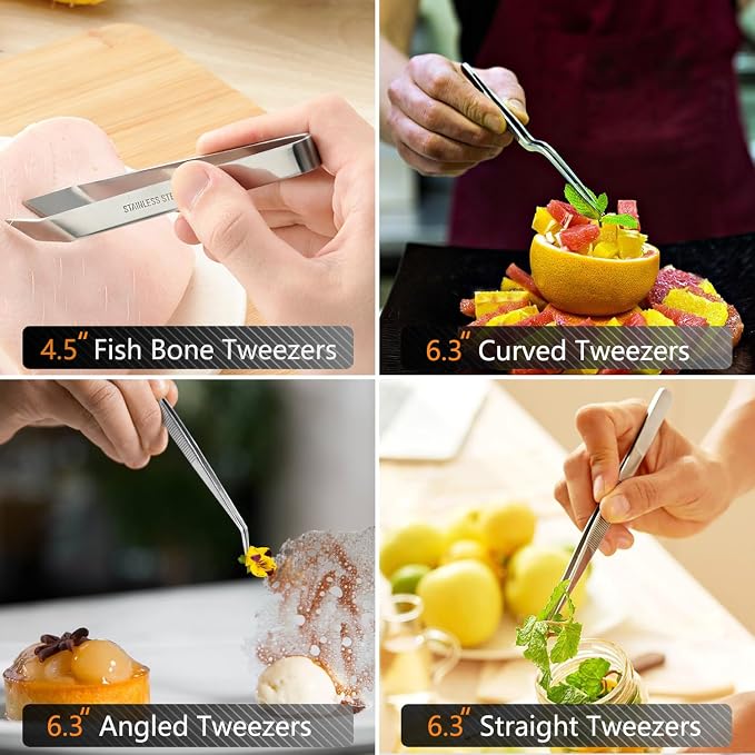 JETKONG 6 Pcs Cooking Tweezer Tongs, Professional Chef Tweezers - Image 5