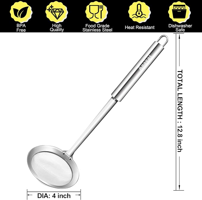 Anaeat 4" Stainless Steel Fat Skimmer Spoon - Image 6