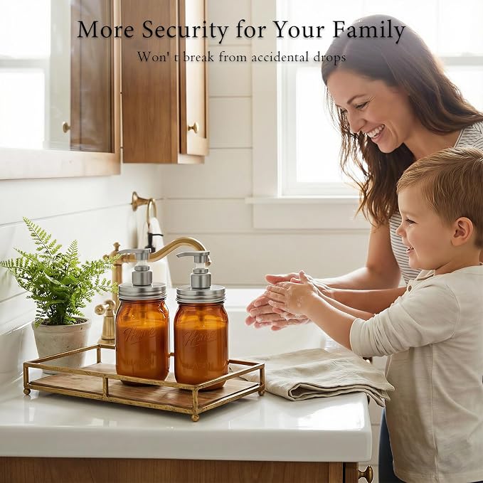 Amolliar Plastic Mason Jar Soap Dispenser - Image 6