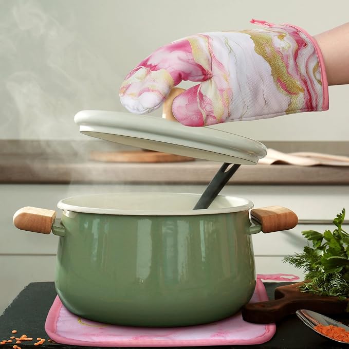 Leinuosen 8 Pcs Kitchen Towels and Dishcloths Sets Oven Mitts and Pot Holders - Image 4