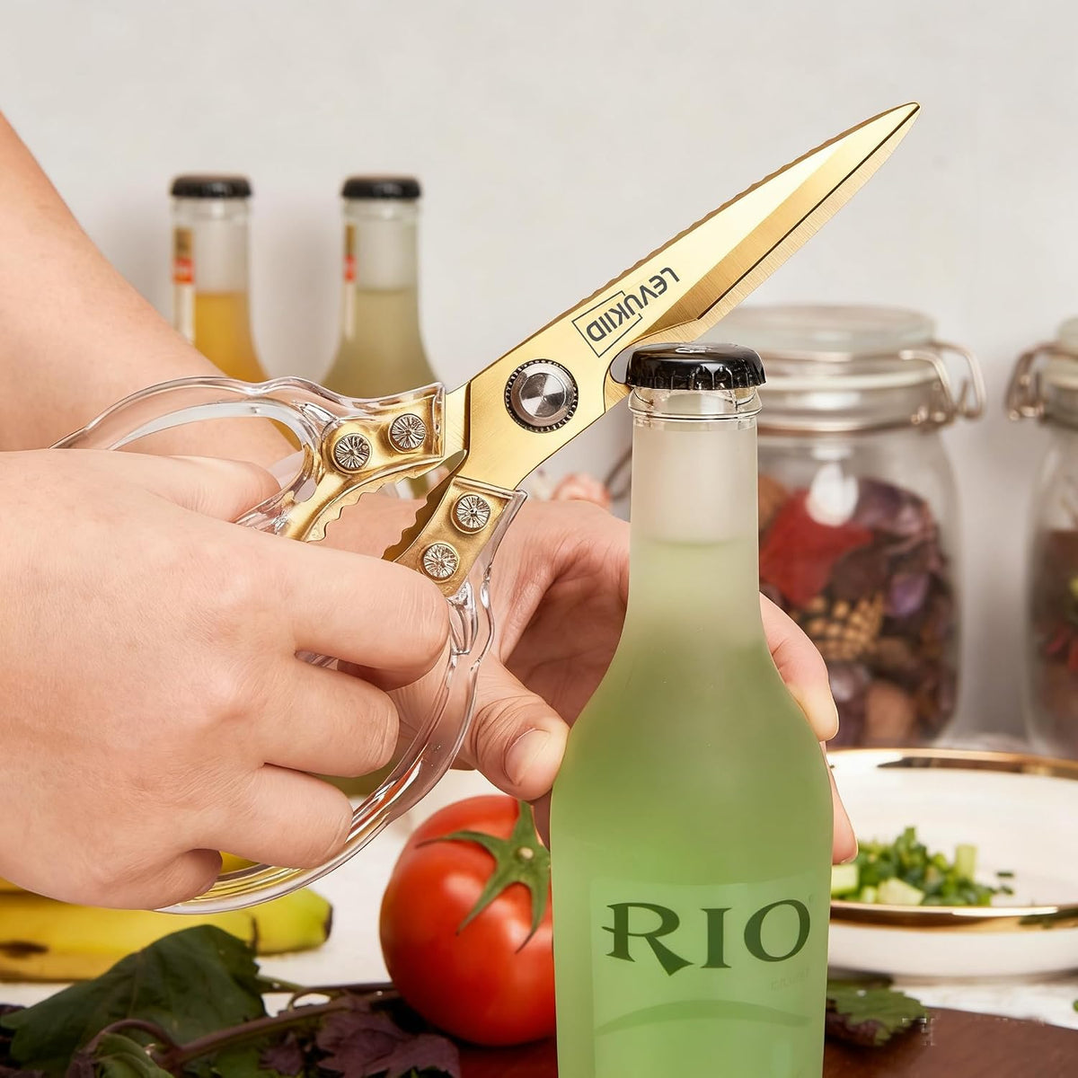 Rust-Resistant Kitchen Scissors, Transparent and Stylish Handle