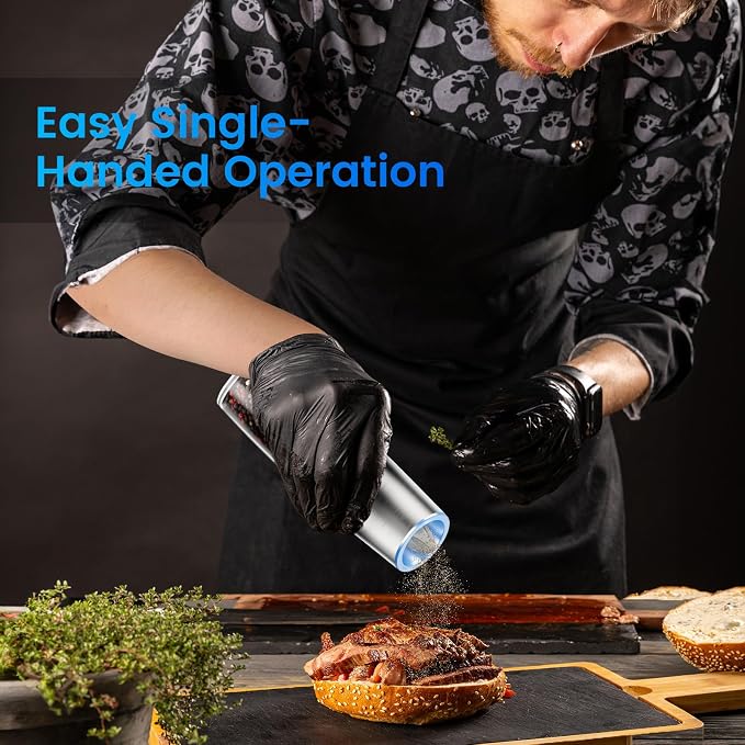 MealHelper Rechargeable Gravity Electric Salt and Pepper Grinder Set - Image 7